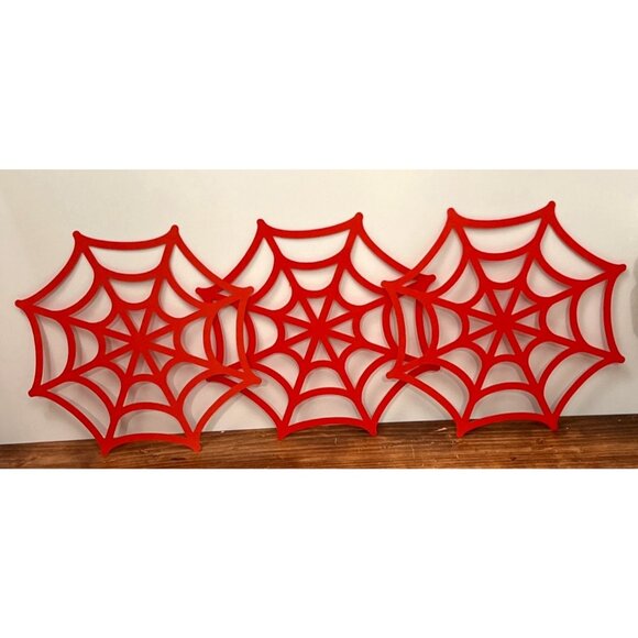 SET OF 3 RED SPIDER WEB PAPER Die Cuts FOR SCRAPBOOKING AND CRAFTS HALLOWEEN - Picture 4 of 4